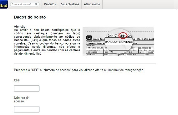boleto itau atualizar