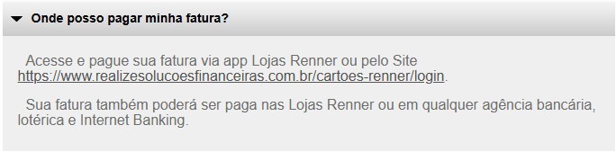 lojas renner fatura de pagamento